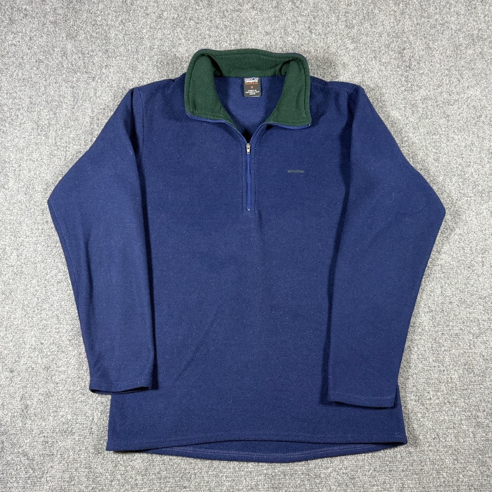 Vintage 90s Patagonia Capilene Fleece Striped 1/4 Zip Sweater Size Medium Mens